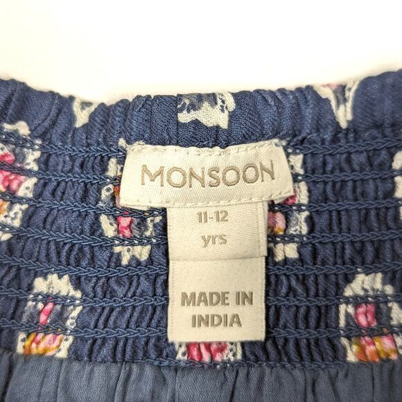 Monsoon Skirt Girls Sz 11-12 Navy Floral Paisley Mini Boho - Picture 5 of 6